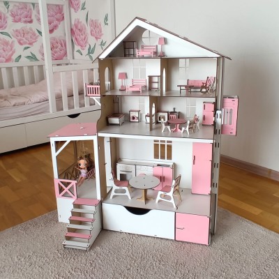 Кукольный домик для LOL и БАРБИ c мебелью и лифтом Кукольный домик для LOL и БАРБИ c мебелью и лифтом