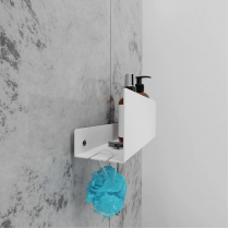 Полиця для ванної, душа металева з нержавіючої сталі з бортом