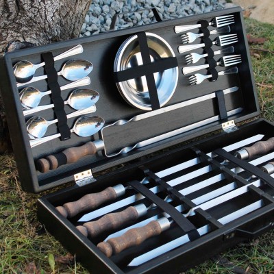 Набор шампуров в деревянном кейсе "Осавул" Набор шампуров в деревянном кейсе "Осавул"