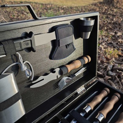 Набор шампуров в деревянном кейсе "Козацкий" Набор шампуров в деревянном кейсе "Козацкий"