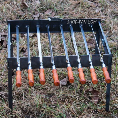 Туристическая автоматическая шашлычница на ножках на 8 шампуров Туристическая автоматическая шашлычница на ножках на 8 шампуров