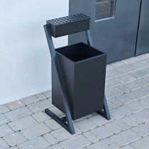 Урна вулична з попільничкою 25 л – сталева, чорна