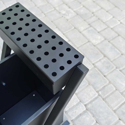 Урна вулична з попільничкою 25 л — металева, чорна Урна вулична з попільничкою 25 л — металева, чорна