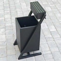 Урна вулична з попільничкою 25 л – сталева, чорна