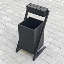 Урна вулична з попільничкою 25 л – сталева, чорна