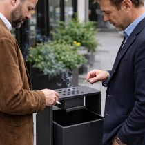 Урна вулична з попільничкою, 50 л — металева з порошковим покриттям