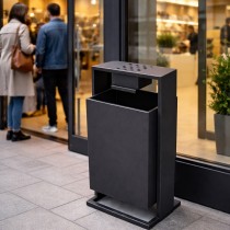 Урна вулична з попільничкою, 50 л — металева з порошковим покриттям