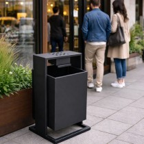 Урна вулична з попільничкою, 50 л — металева з порошковим покриттям